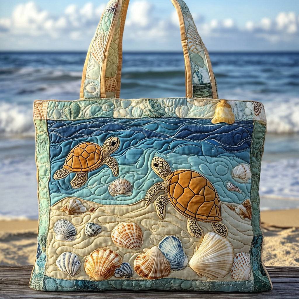 Coastal Calm Quilted Tote Bag Tote Bags For Women Sea Turtle Gifts For Mom