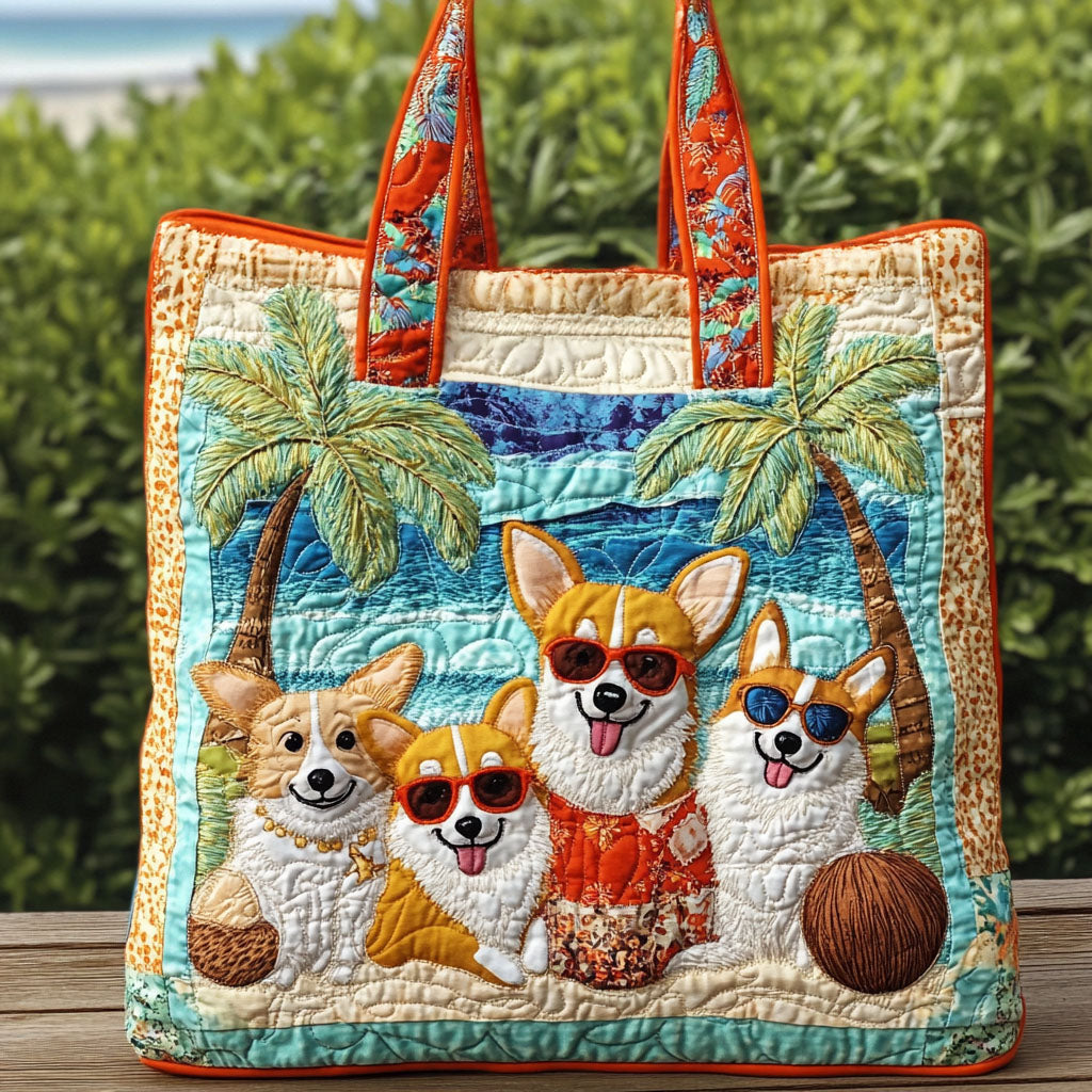 Coconut Pup Quilted Tote Bag Tote Bags For Women Best Gifts For Beach Lovers
