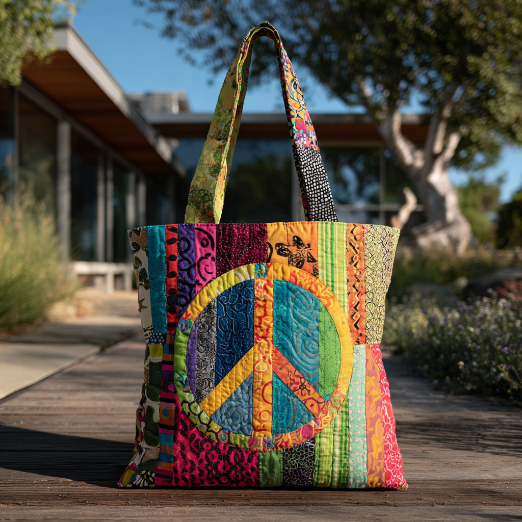 Color Me Calm Quilted Tote Bag Cool Tote Bags For Women Gifts For Old Hippies