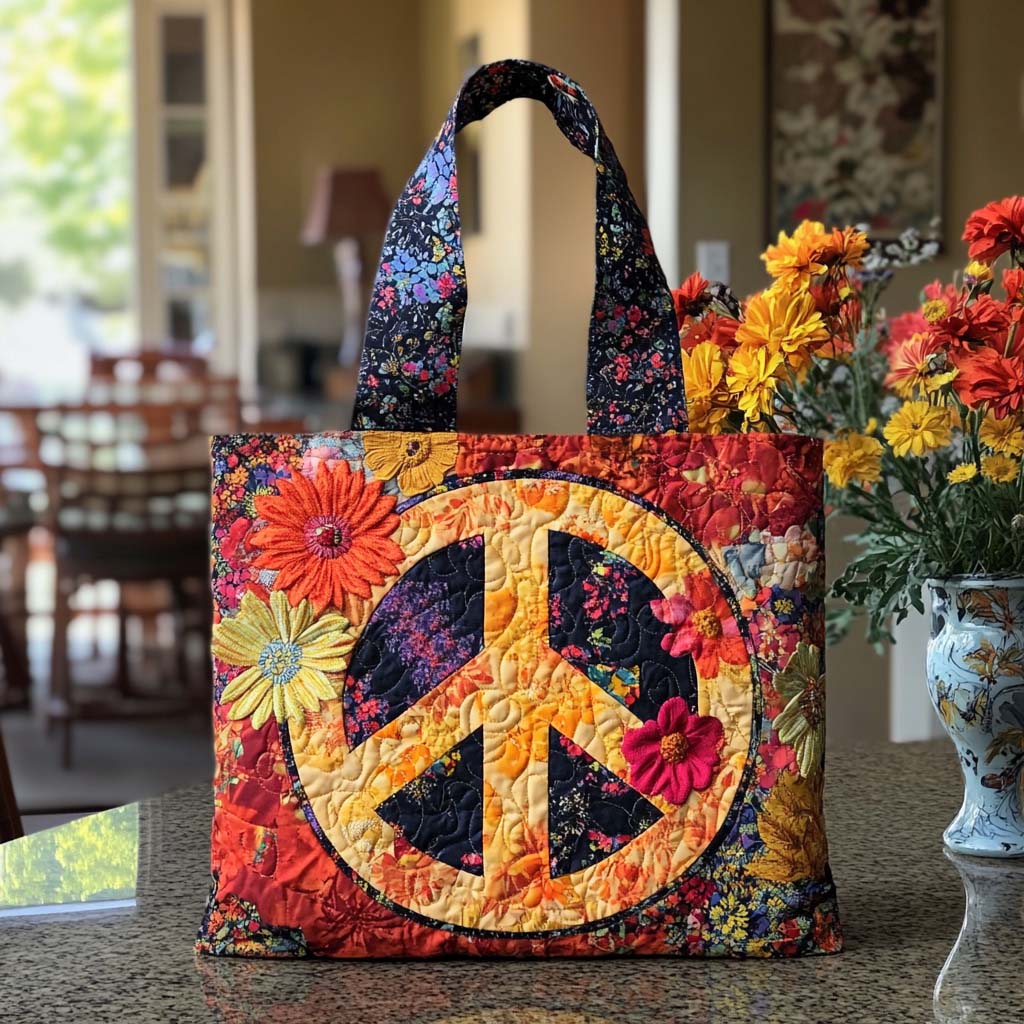 Colorful Spirit Quilted Tote Bag Handbag For Women Gift Ideas For Hippie Mom