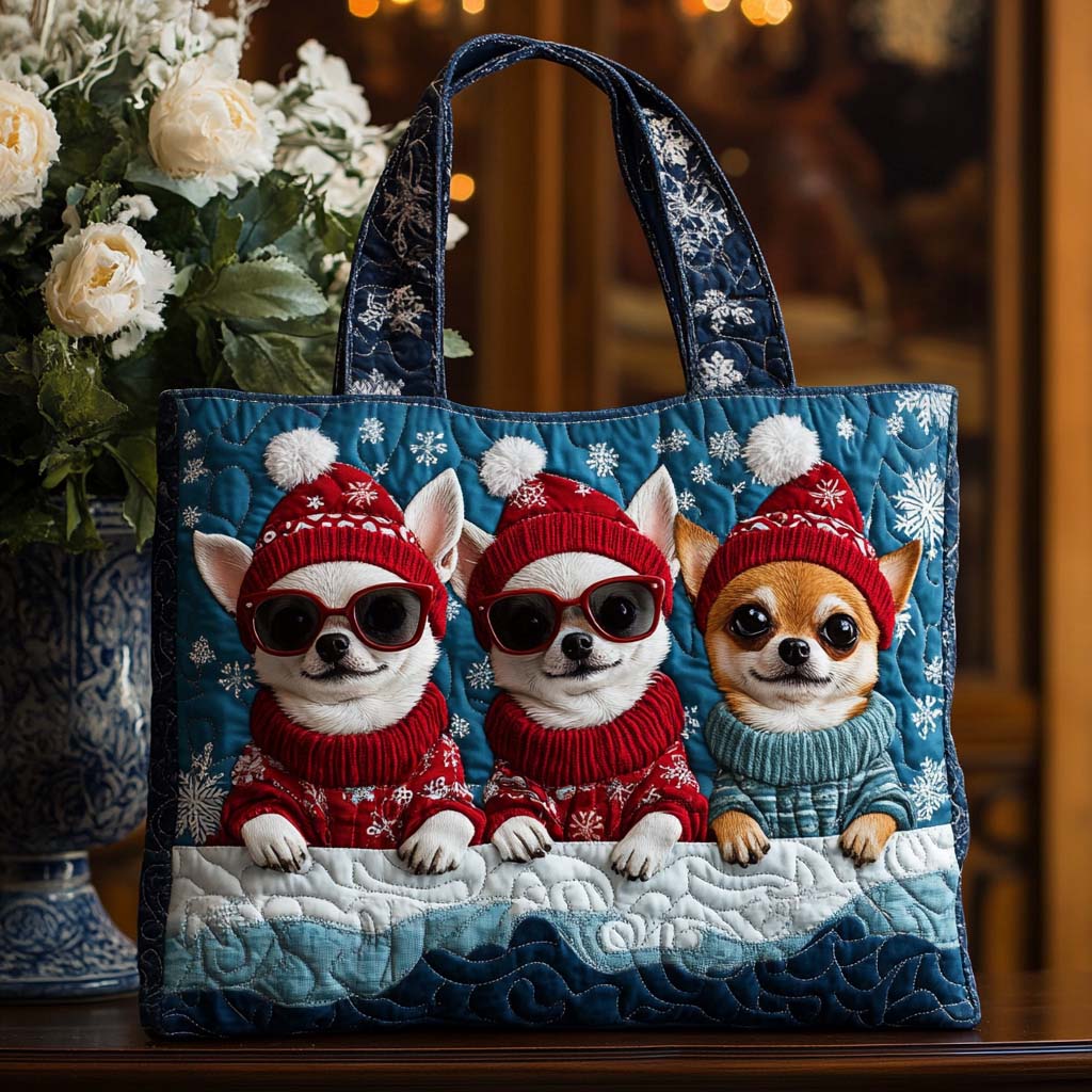Cool Chihuahua Quilted Tote Bag Best Luxury Tote Best Chihuahua Gifts