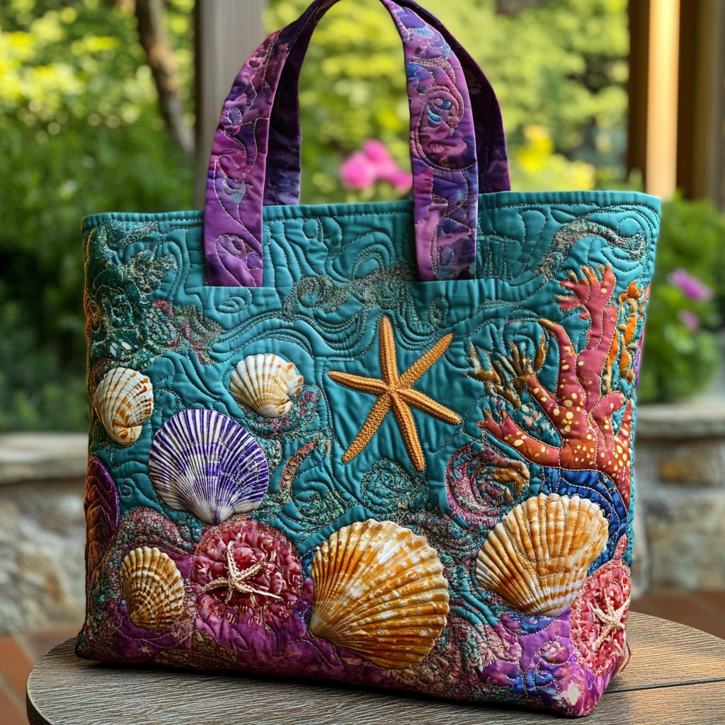 Coral Whisper Quilted Tote Bag High Quality Totes Cool Gifts For Beach Lovers