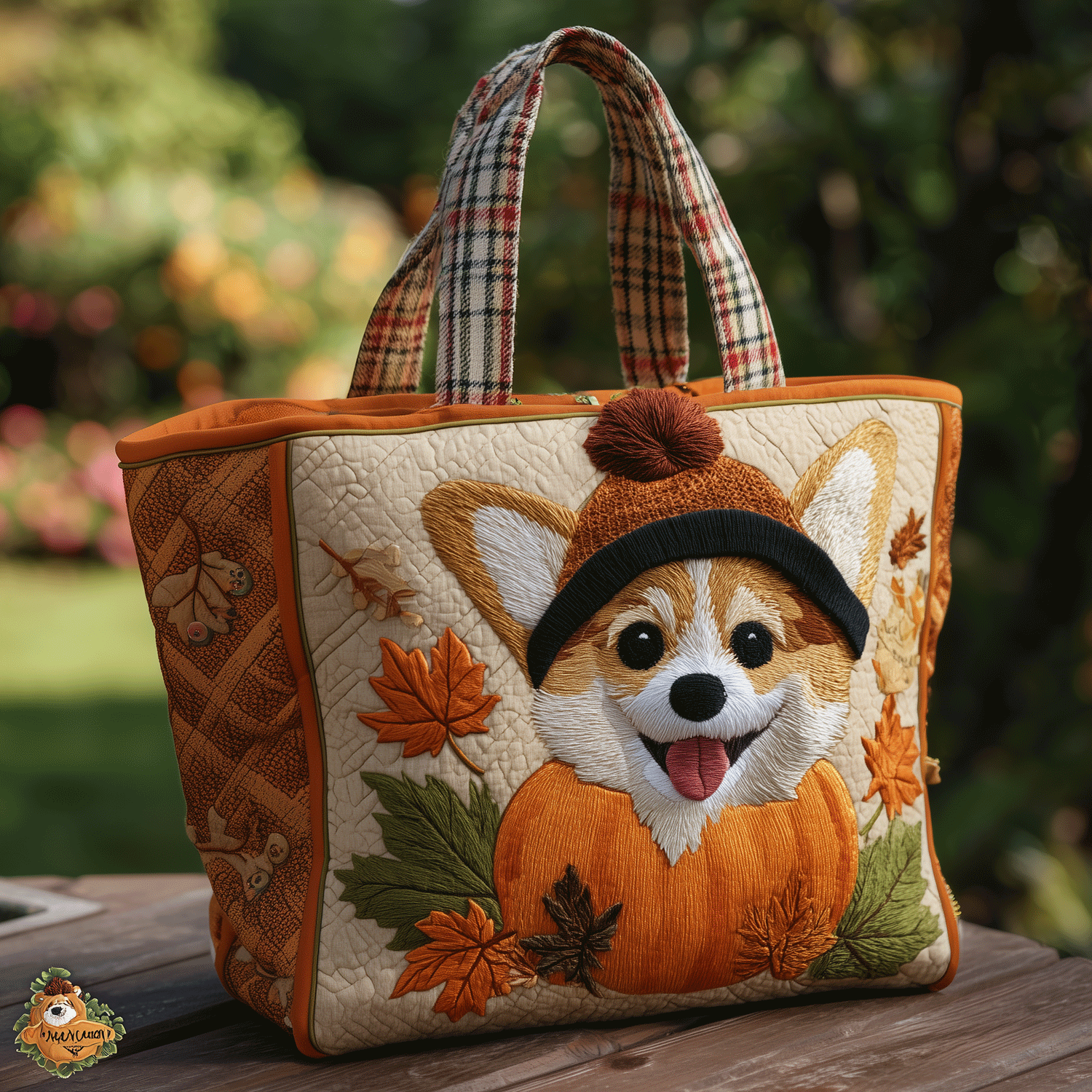 Corgi Fall Vibes Quilted Tote Bag Patchwork Tote Bag Gifts For A Corgi Lover