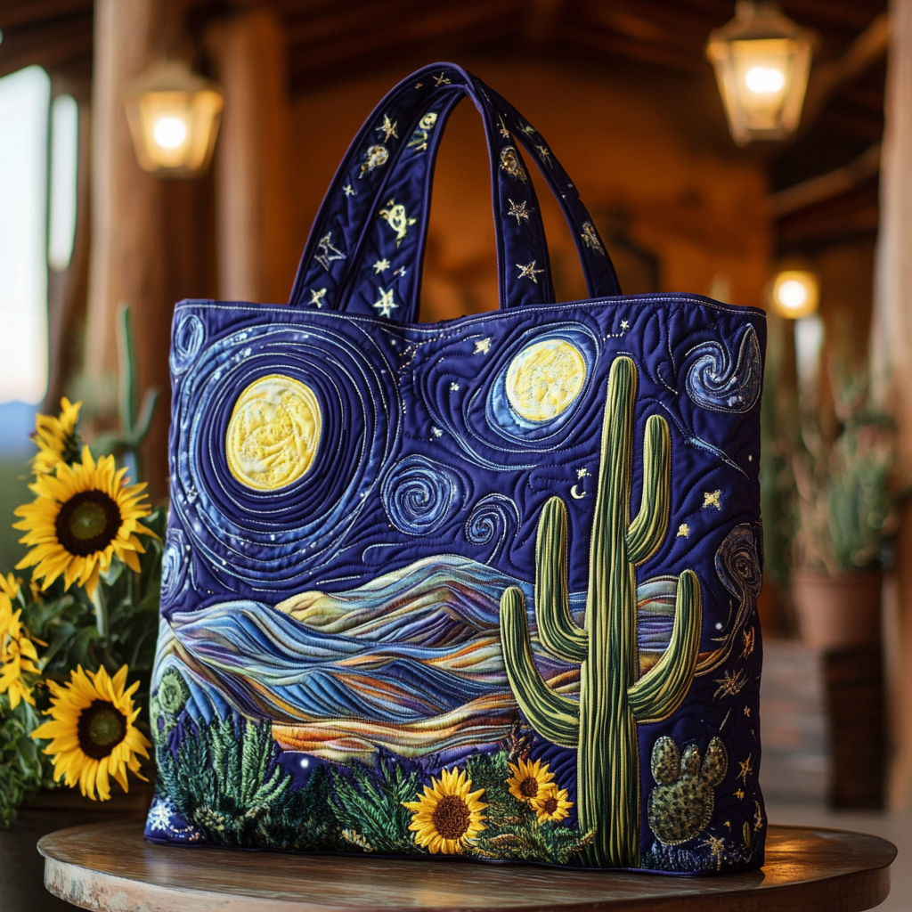 Cosmic Desert Quilted Tote Bag Popular Designer Totes Best Mexican Gifts