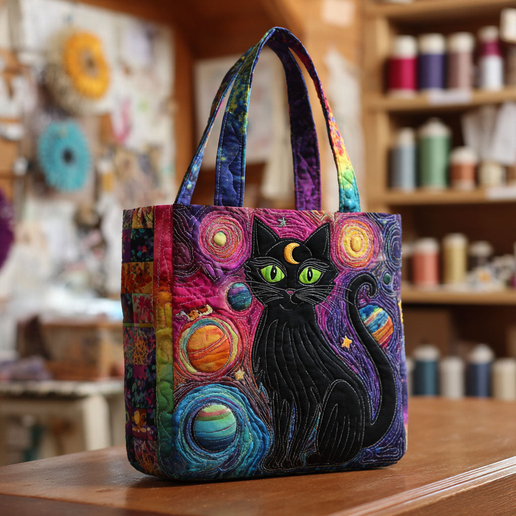 Cosmic Whiskers Quilted Tote Bag Good Shoulder Bags Best Cat Presents