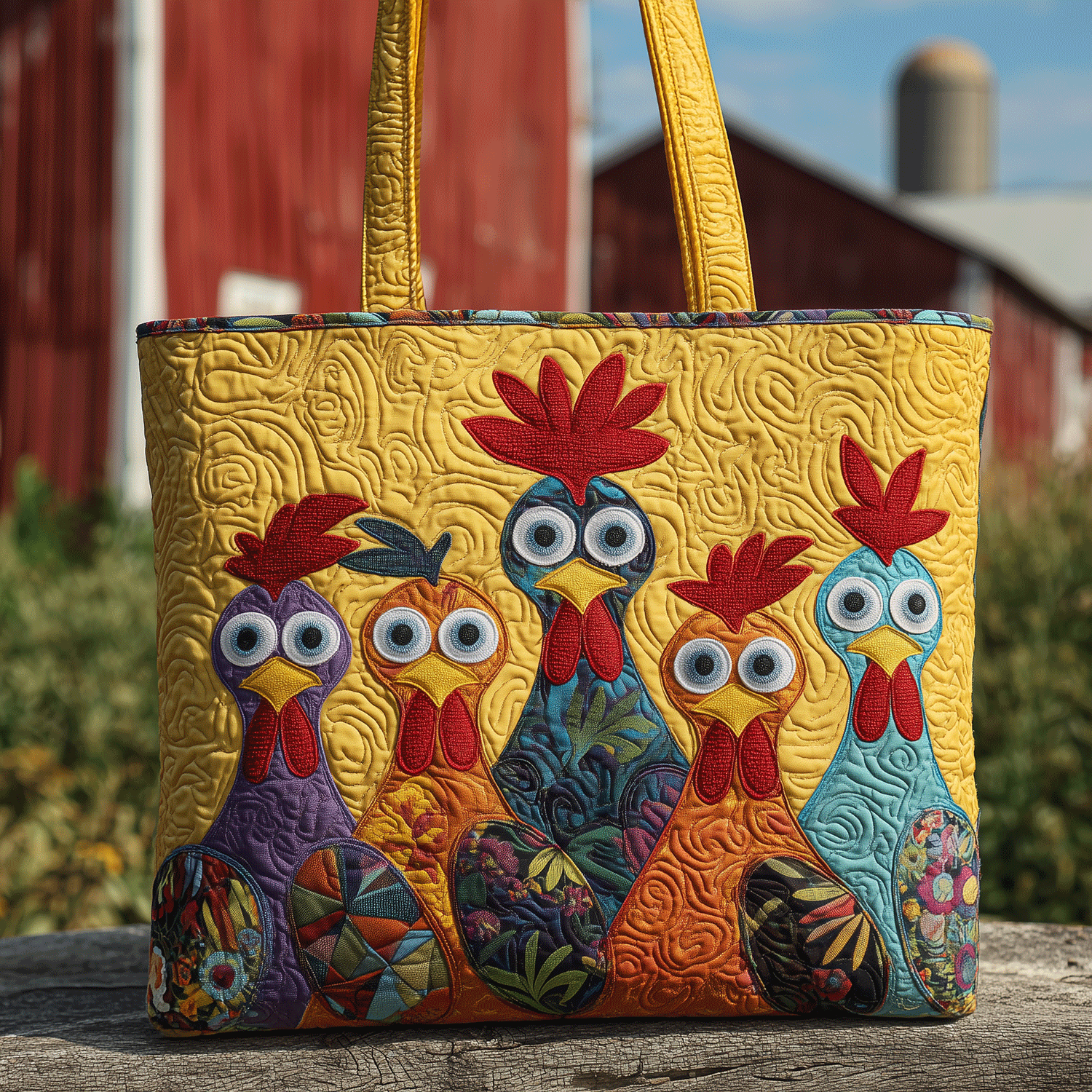 Country Cluckers Quilted Tote Bag Best Tote Bag Best Gifts For Chicken Owners