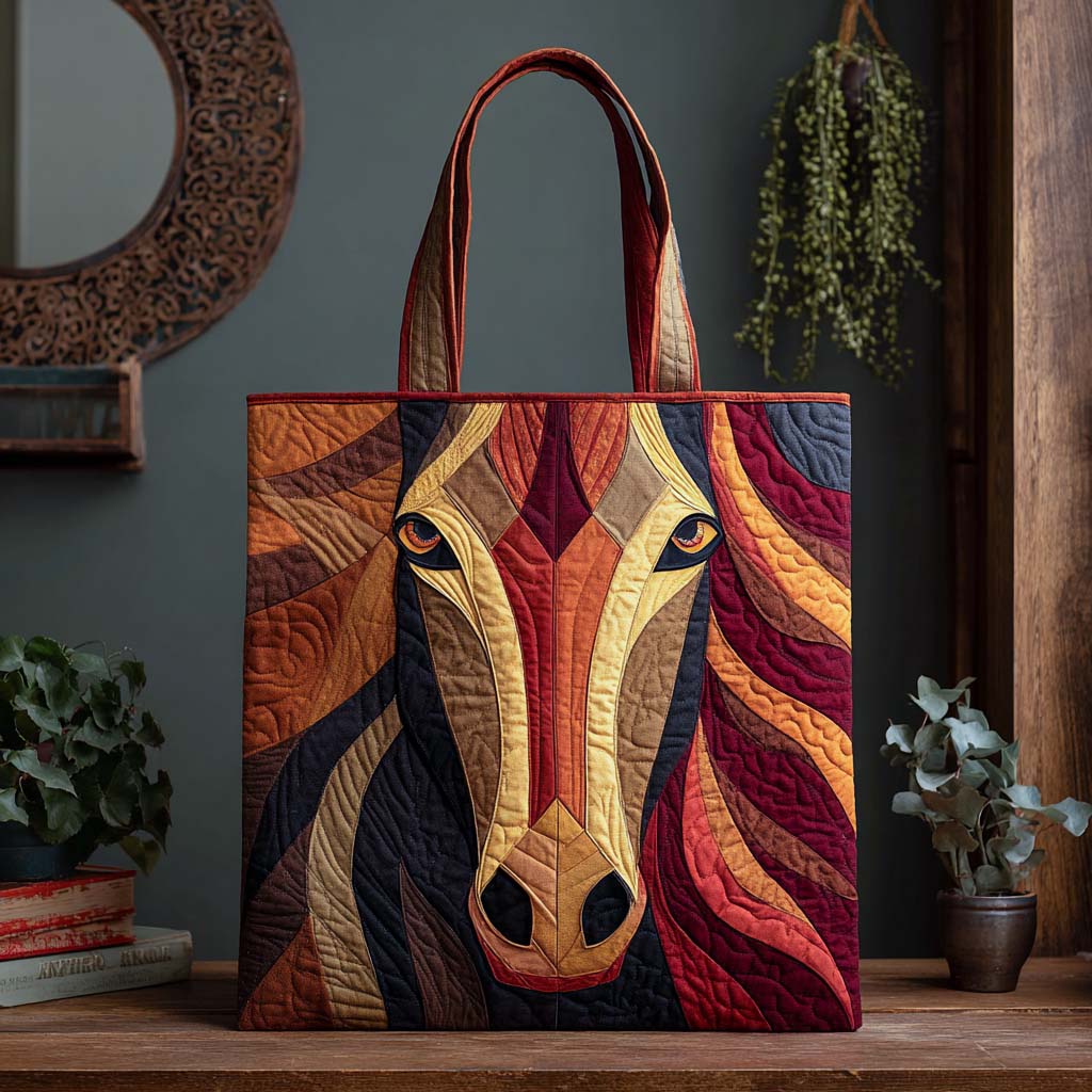 Crimson Blaze Stallion Quilted Tote Bag Best Tote Handbags Horse Related Gift Ideas