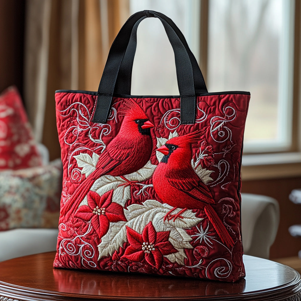 Crimson Cardinal Quilted Tote Bag Travel Shoulder Bag Cardinal Themed Gifts