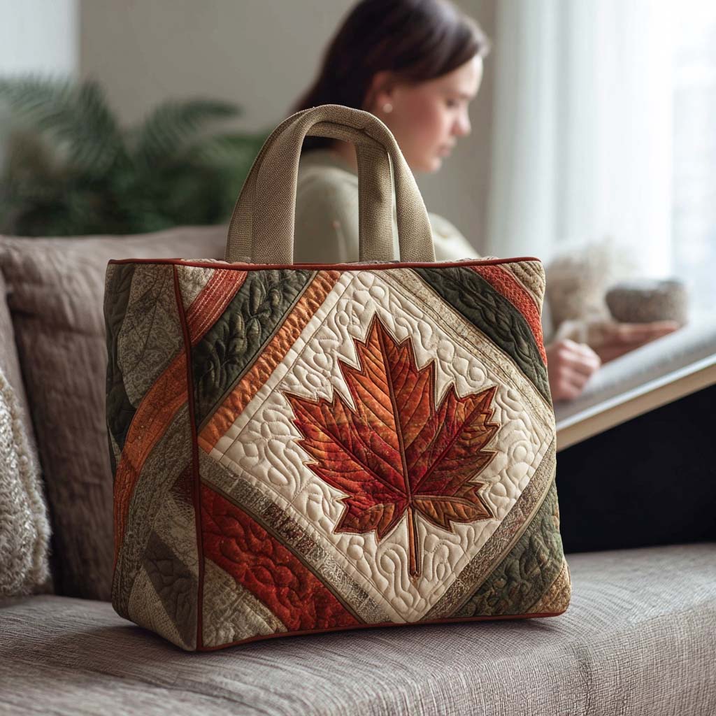 Crisp Leaves Quilted Tote Bag The Best Shoulder Bags Sunflower Theme Gifts