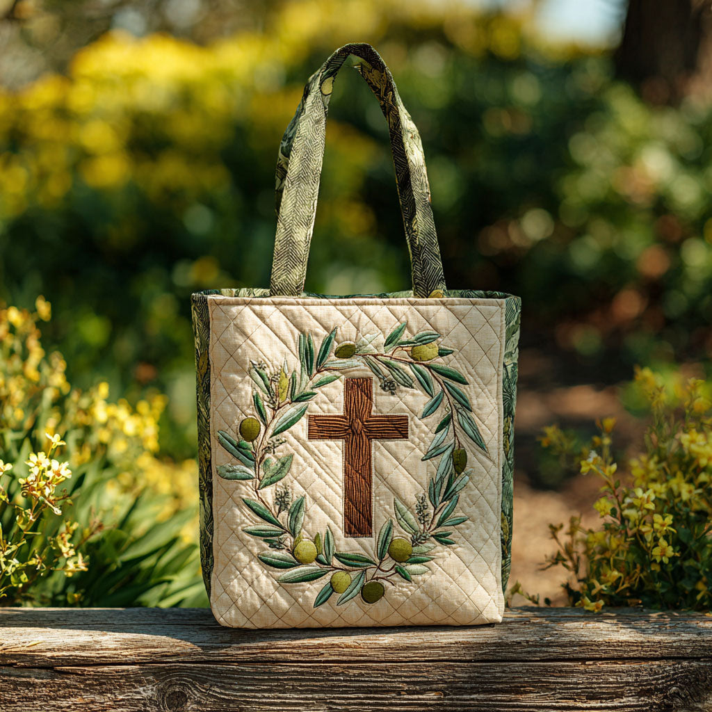 Cross of Promise Quilted Tote Bag Travel Shoulder Bag Christian Birthday Gifts