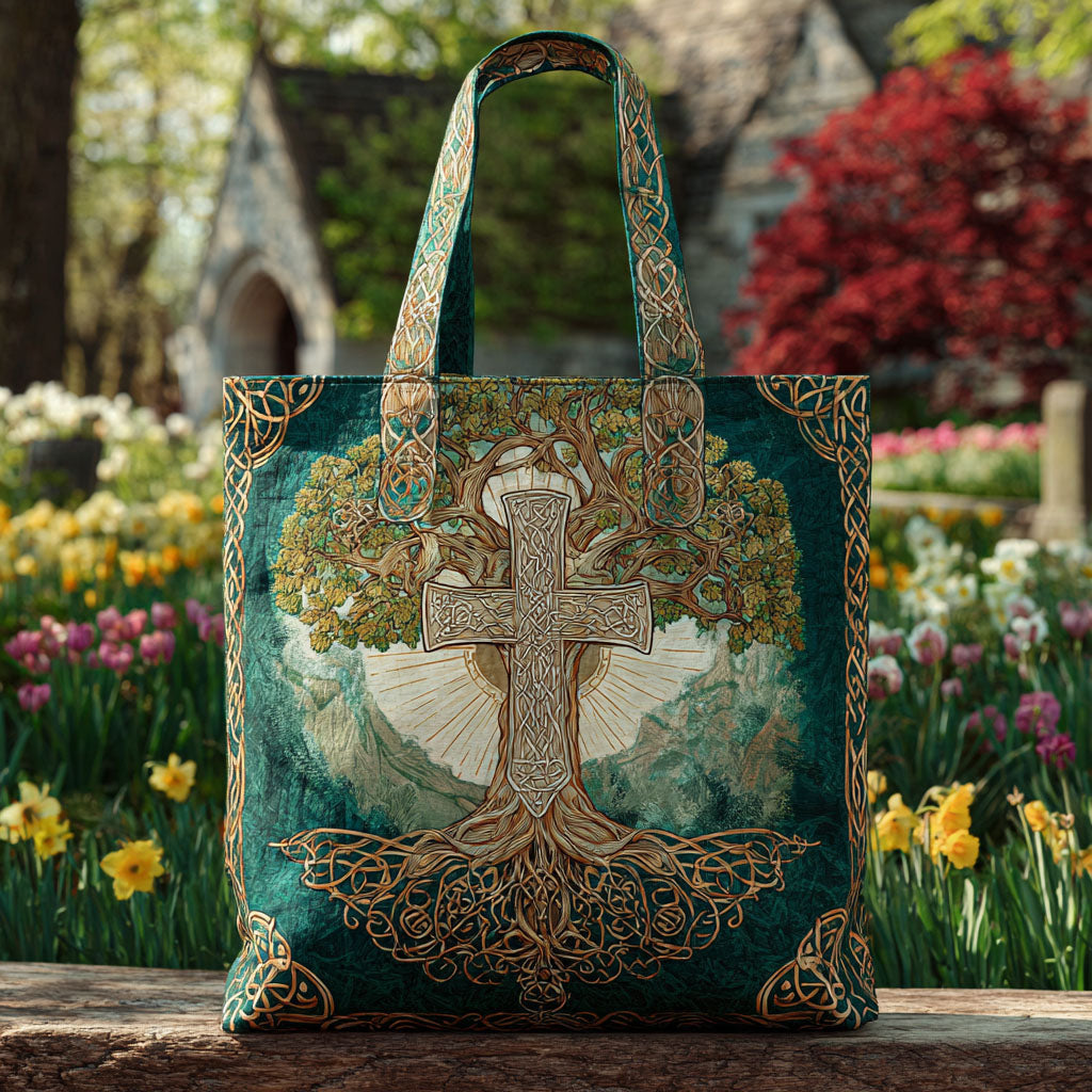 Cross of Salvation Quilted Tote Bag Quilted Shoulder Bag Religious Gift Ideas