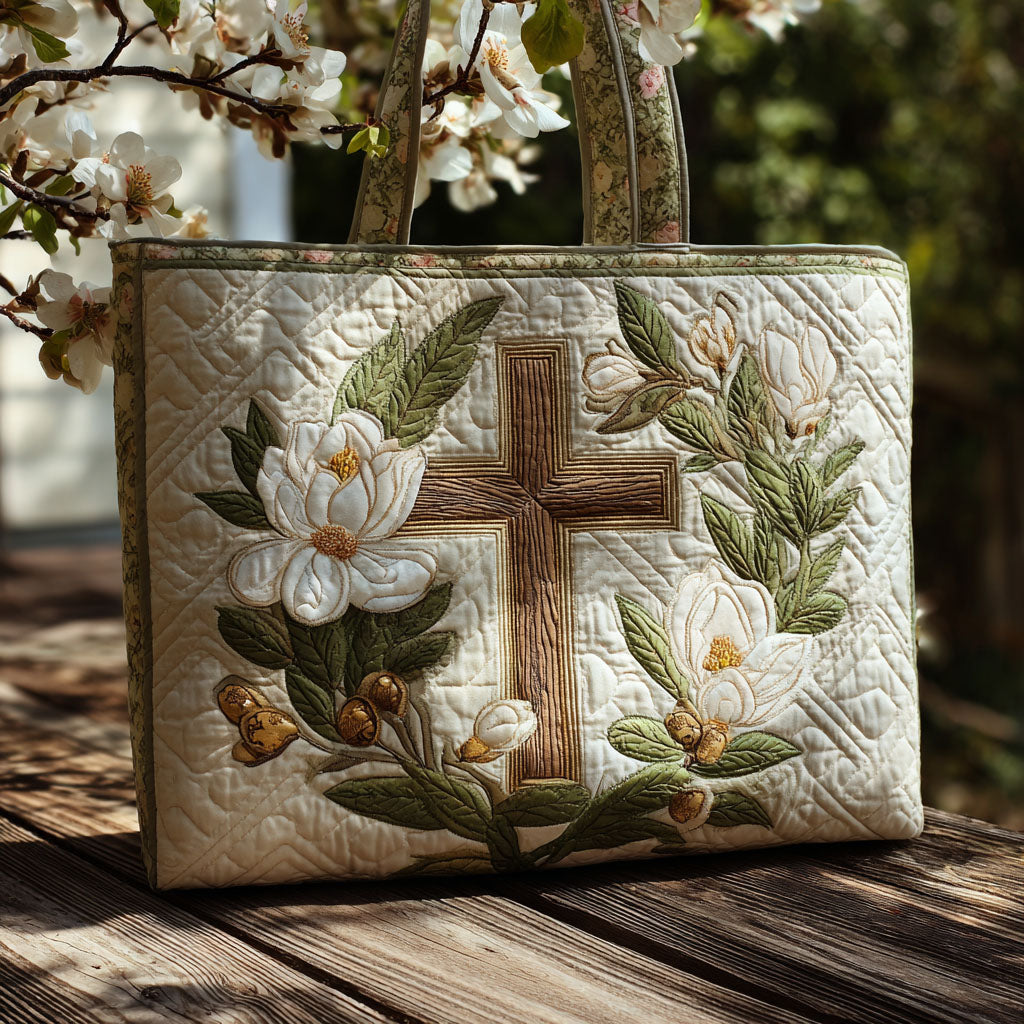 Cross of the Soul Quilted Tote Bag Best Luxury Tote Unusual Christian Gifts