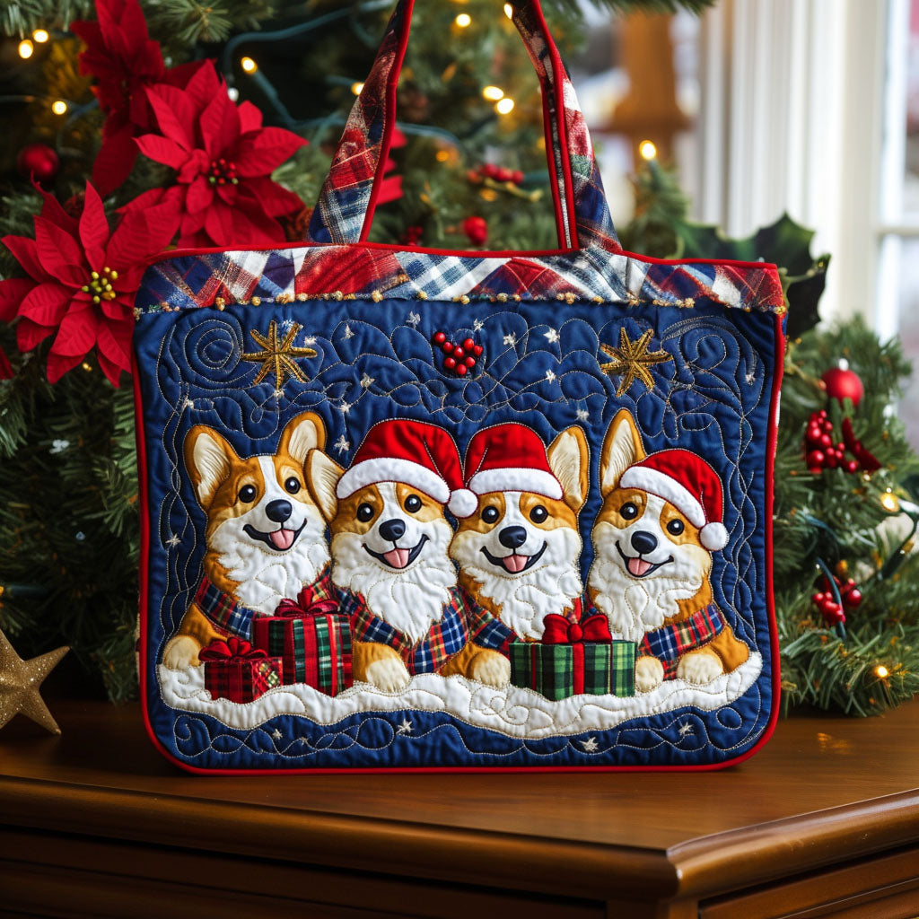 Crowned Cutie Quilted Tote Bag Trendy Tote Corgi Mom Gifts