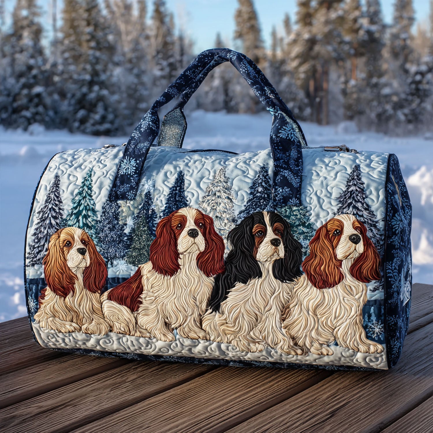 Cuddle Spaniel Quilted Duffle Bag Cute Duffle Bag For Ladies Unique Dog Gifts