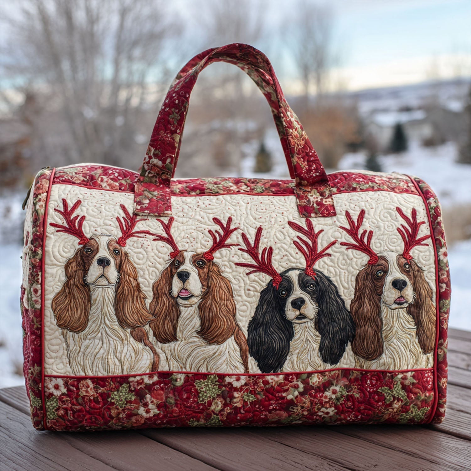 Curious Ears Quilted Duffle Bag Best Women's Travel Duffel Dog Lovers Themed Gifts Items