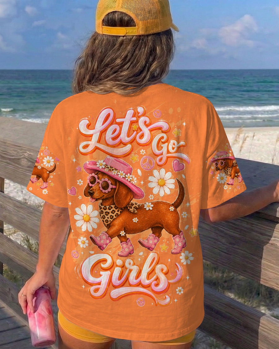 Dachshund Let's Go Girls T-Shirt Western Cowgirl Apparel Shirt Gift For Dachshund Lovers - Image 2