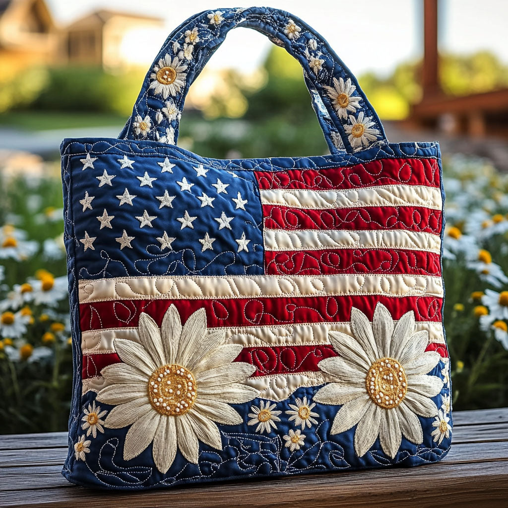 Daisy Americana Quilted Tote Bag Best Totes Patriotic Gift Ideas
