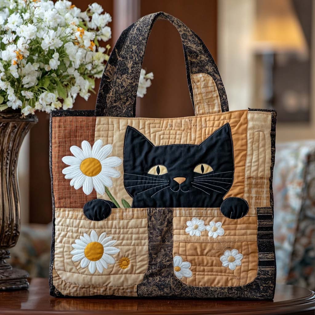 Daisy Paws Quilted Tote Bag Best Tote Bag Best Gifts For Cat Lovers