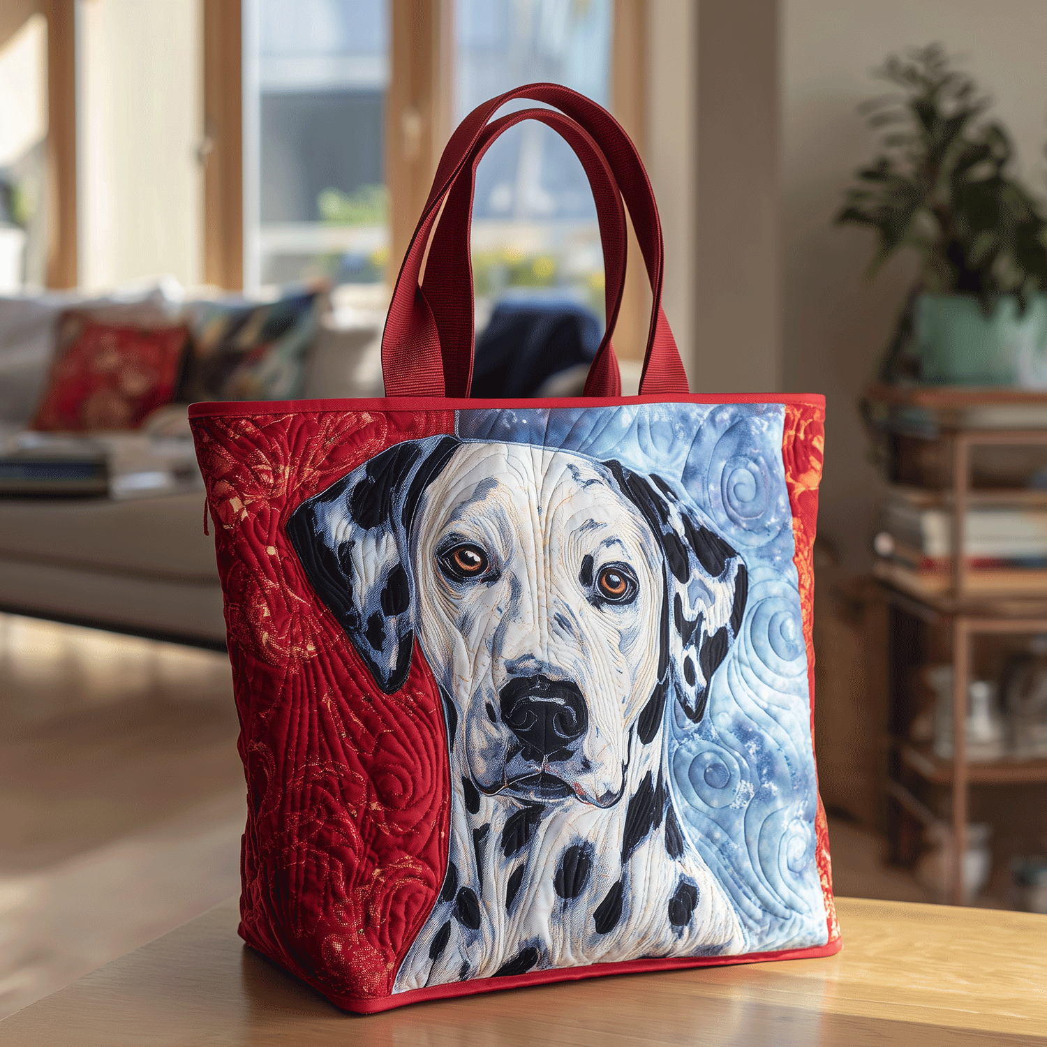 Dalmatian Whimsy Quilted Tote Bag Best Everyday Tote Bag Gifts For People With Dogs