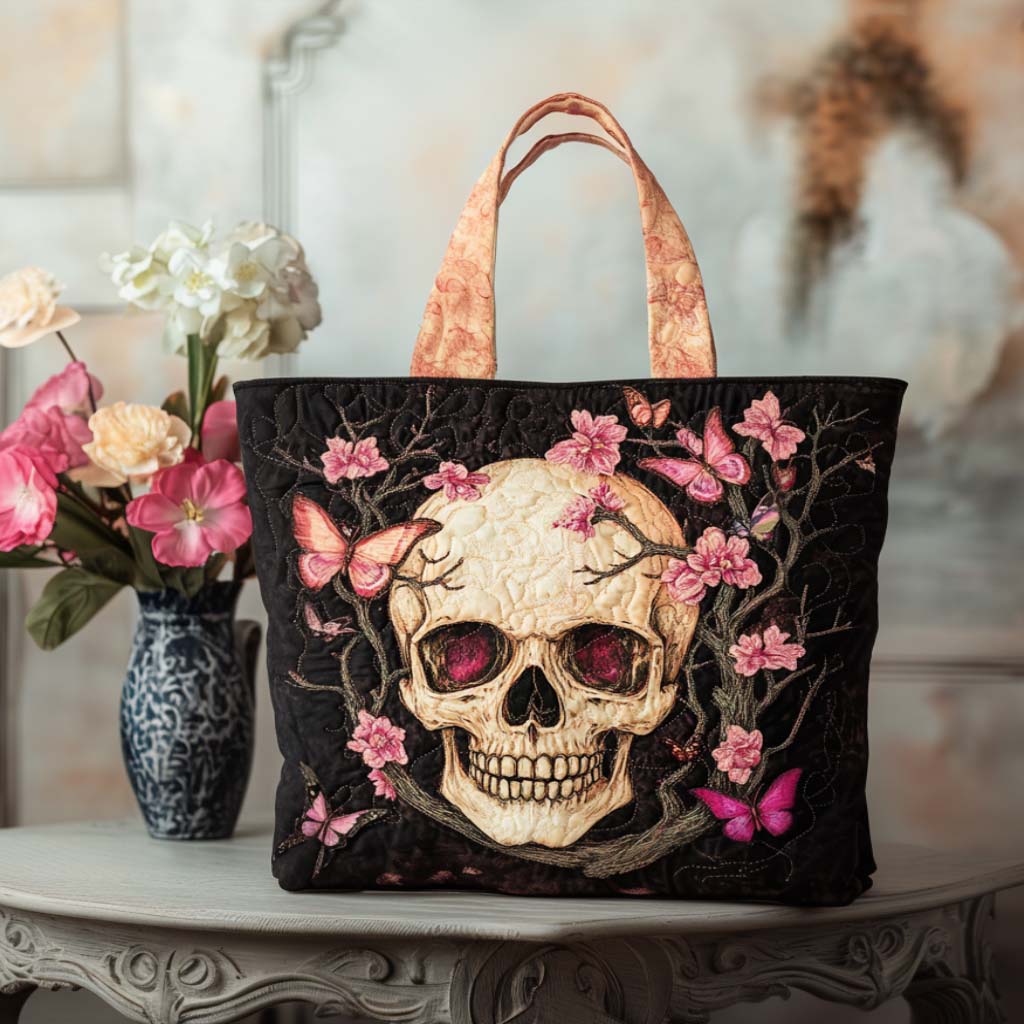 Dark Grin Quilted Tote Bag Good Shoulder Bags Cute Skull Gifts