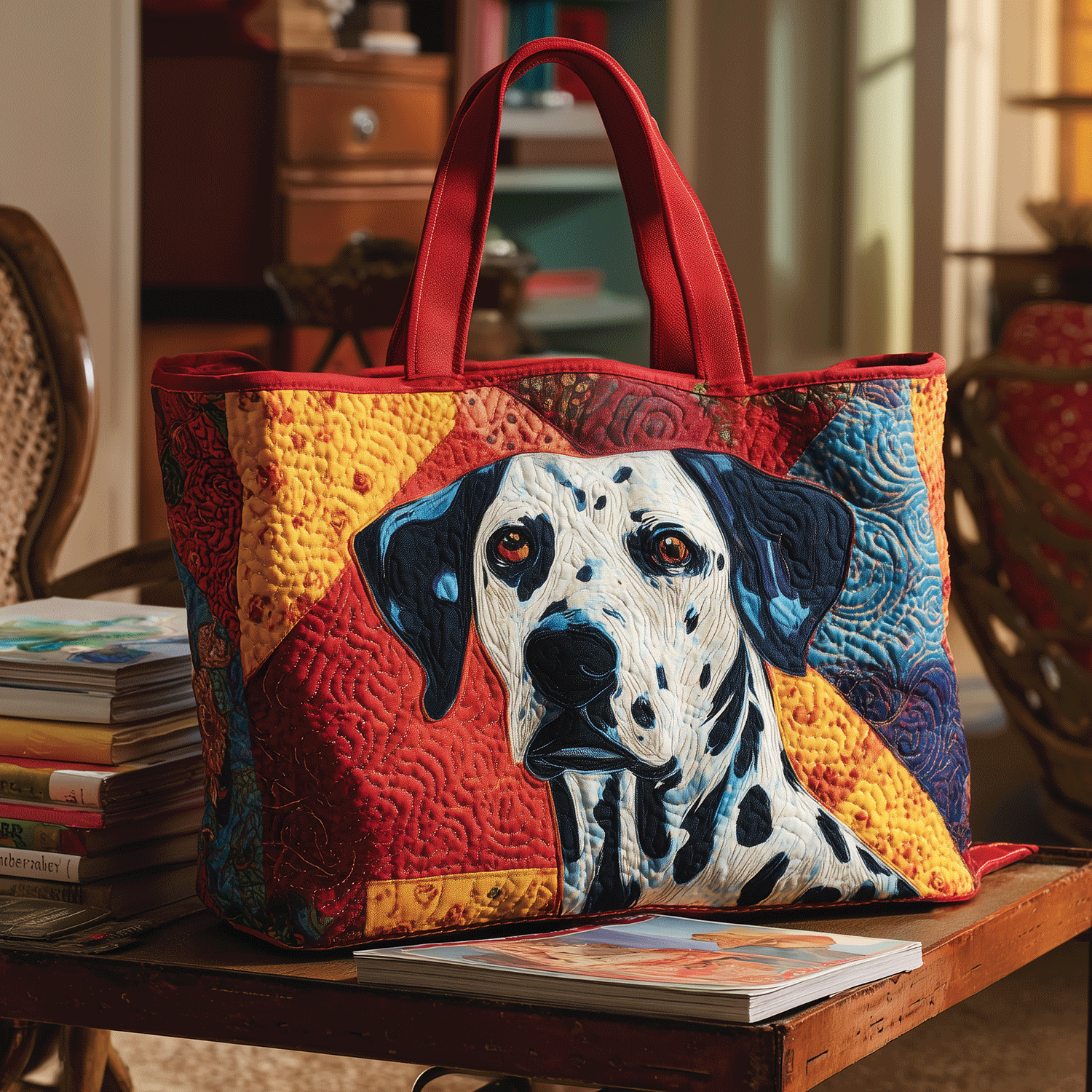 Dashing Dalmatian Quilted Tote Bag Best Handbag For Everyday Use Presents For People With Dogs