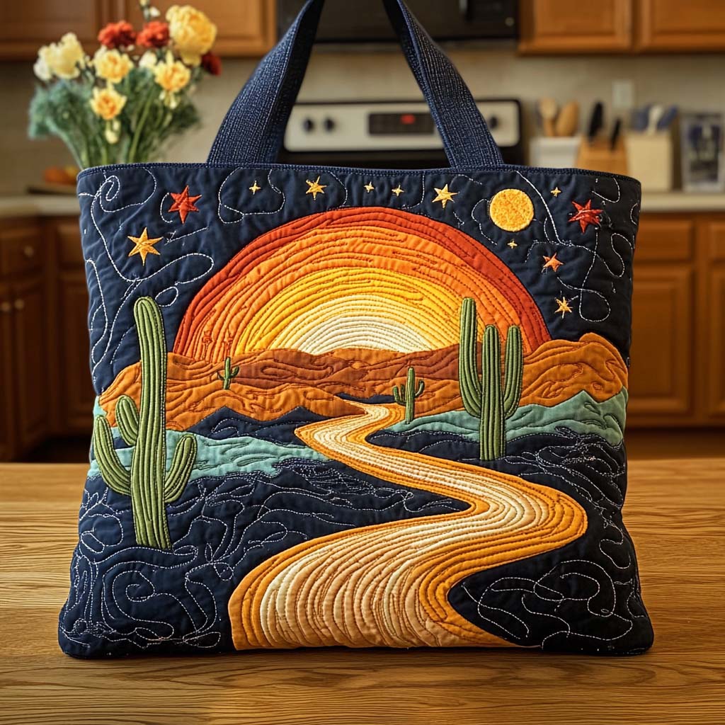Desert Oasis Mood Quilted Tote Bag Best Quality Tote Bags Cactus Related Gifts For Friends