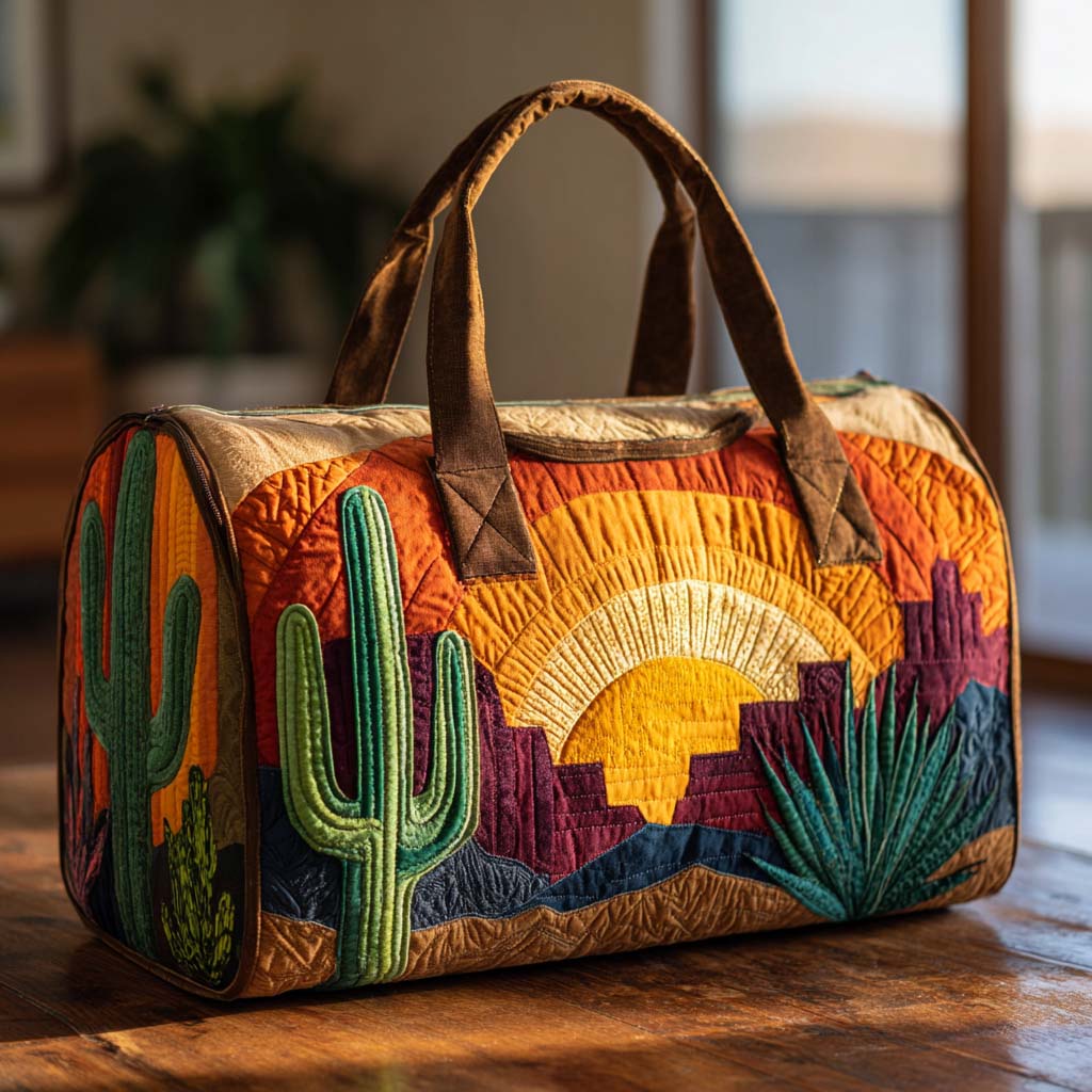 Desert Sunrise Quilted Duffle Bag Large Travel Duffel Bag Womens Best Birthday Gift For Wife