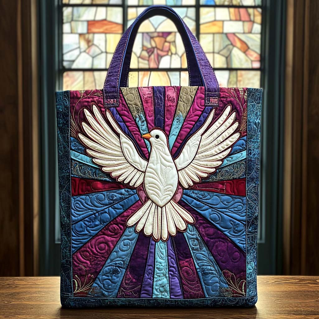 Dove of Peace Quilted Tote Bag Perfect Shoulder Bag Best Christian Gifts