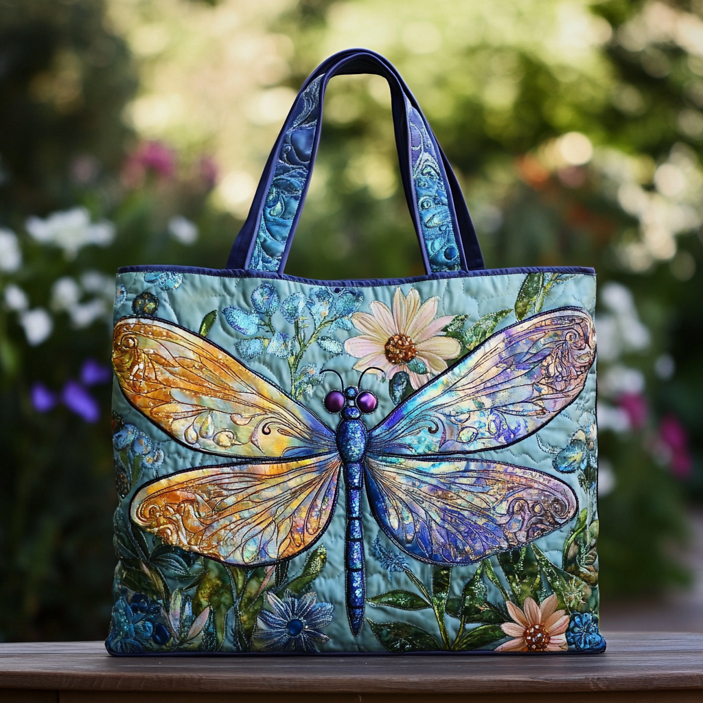 Dragonfly Charm Quilted Tote Bag Best Mom Tote Bag Best Dragonfly Lover Gifts For Her
