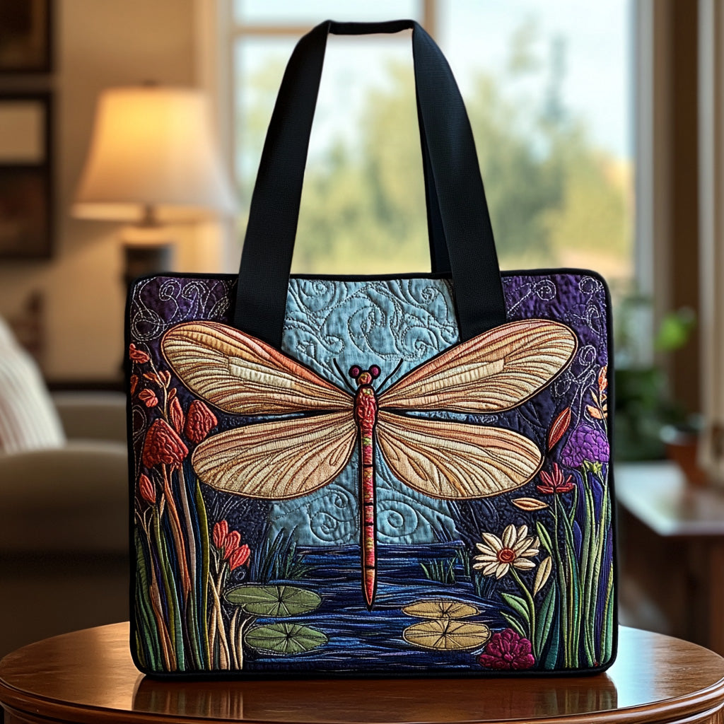 Dragonfly Dance Quilted Tote Bag Large Tote Bag Dragonfly Themed Gifts