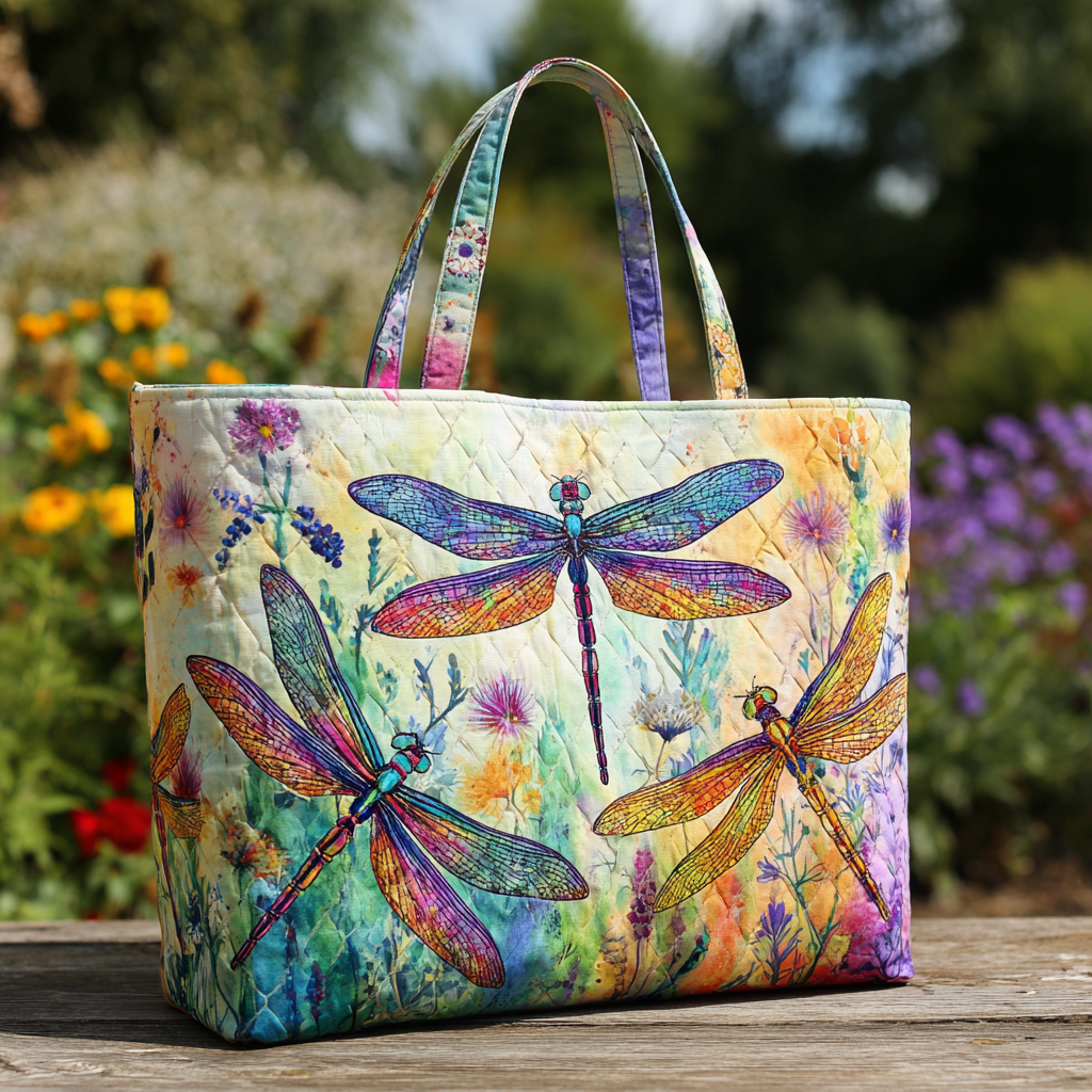 Dragonfly Flight Quilted Tote Bag Shoulder Bag Best Dragonfly Gifts For Mom