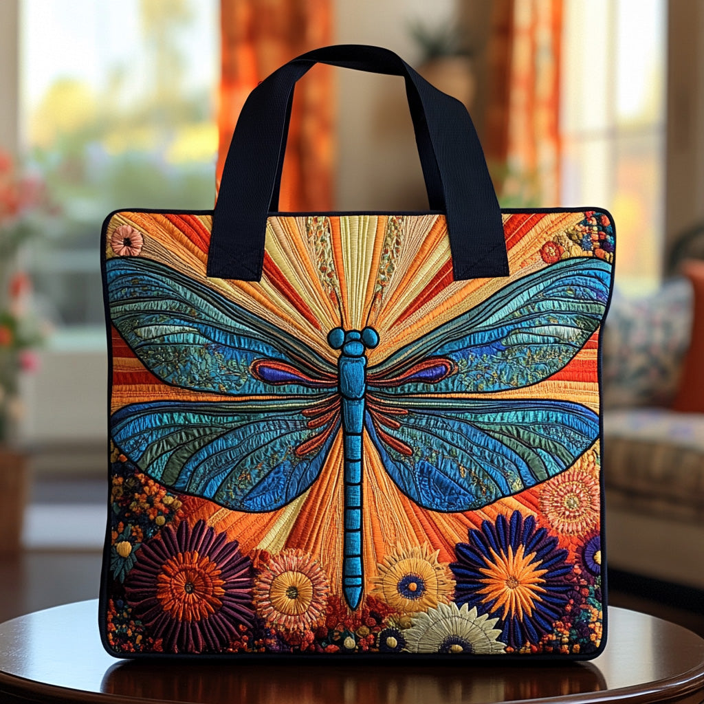 Dragonfly Garden Quilted Tote Bag Shoulder Bag Great Dragonfly Lover Gift Ideas