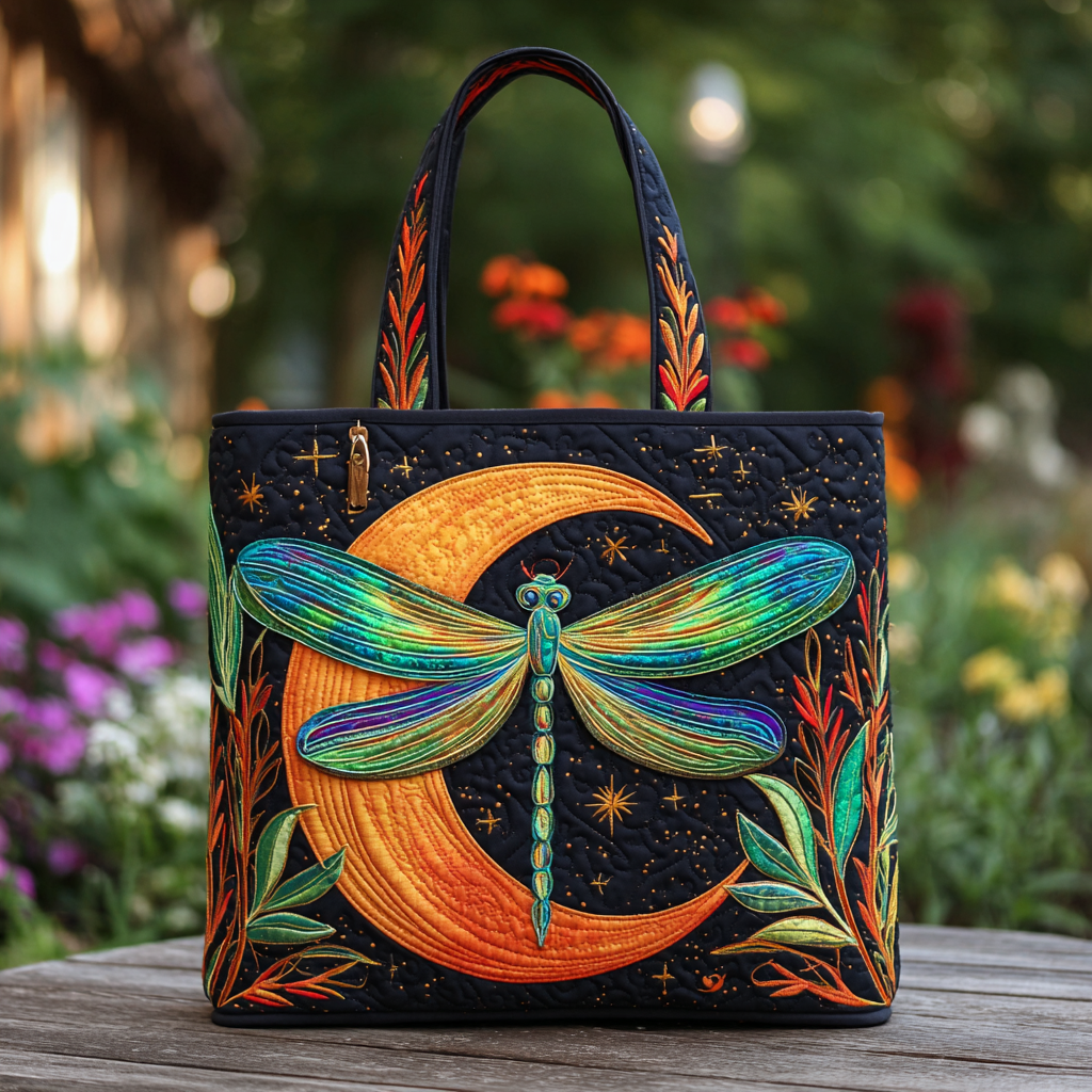 Dragonfly Spark Quilted Tote Bag Cute Shoulder Bags Great Dragonfly Lover Gifts
