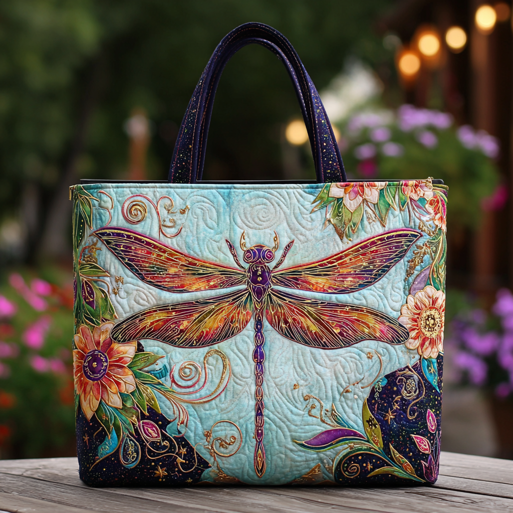 Dragonfly Wings Quilted Tote Bag Cute Tote Bags Dragonfly Gifts For Her