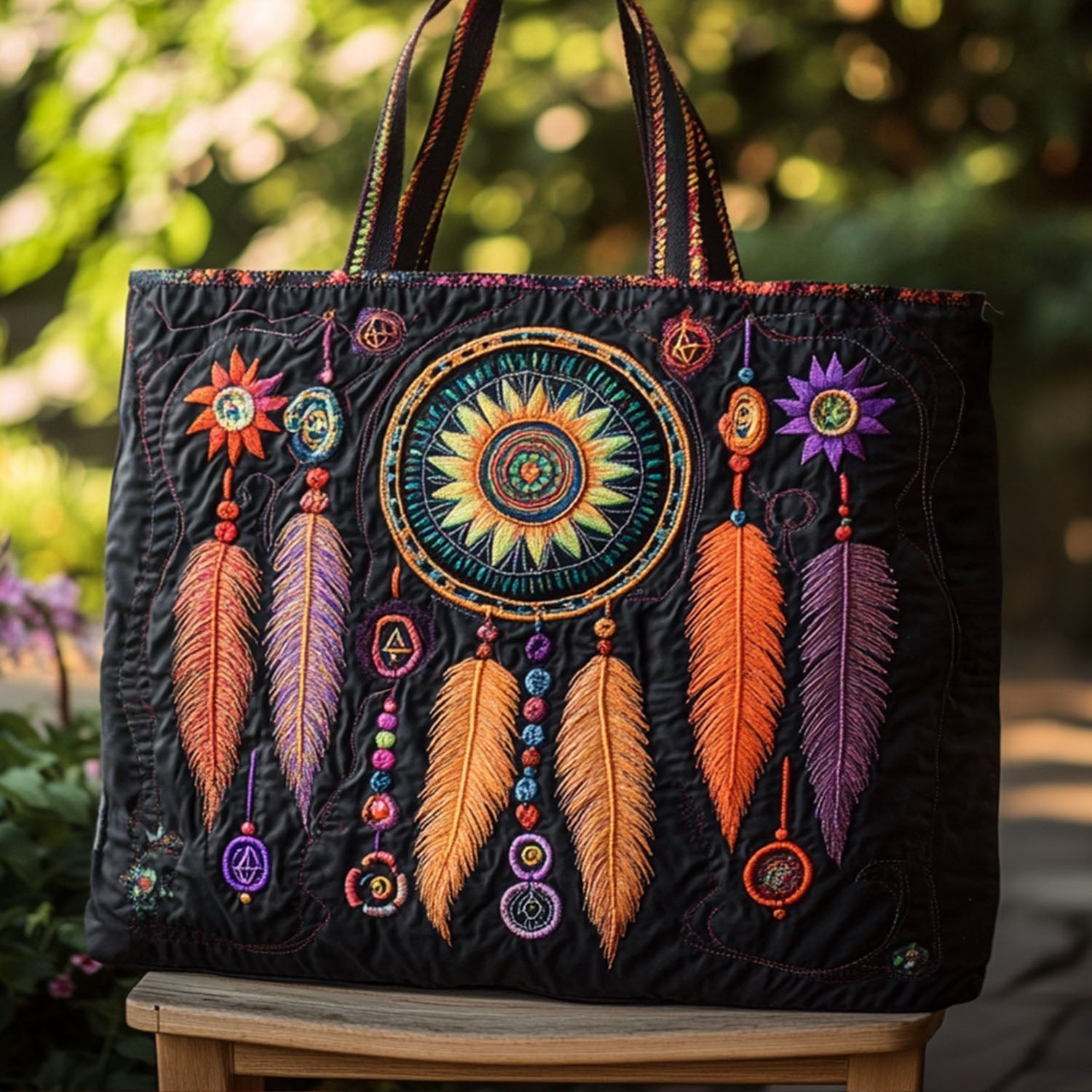 Dream Bloom Quilted Tote Bag Shoulder Handbag Native American Made Gifts