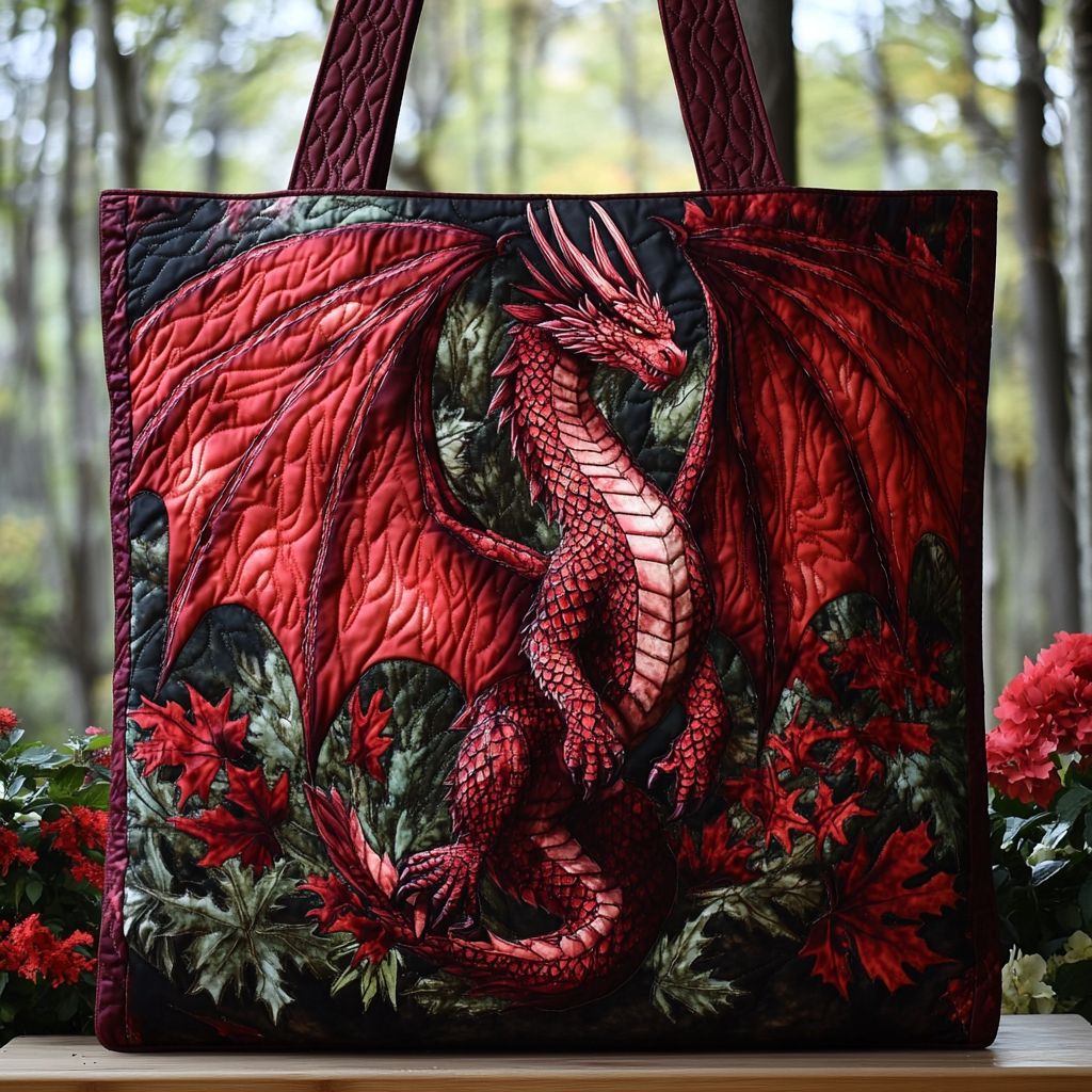 Dreamy Dragon Quilted Tote Bag Cool Tote Bags For Women Birthday Gifts For Dragon Lovers