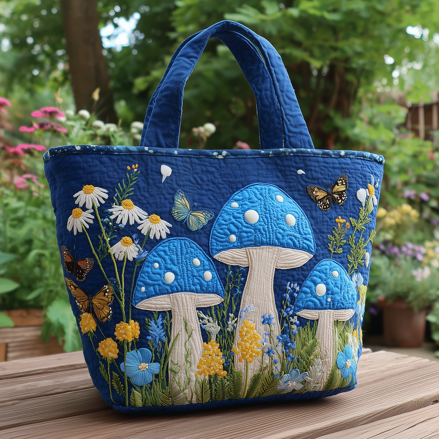 Dreamy Fungi Garden Quilted Tote Bag The Perfect Tote Bag Mushroom Related Gifts