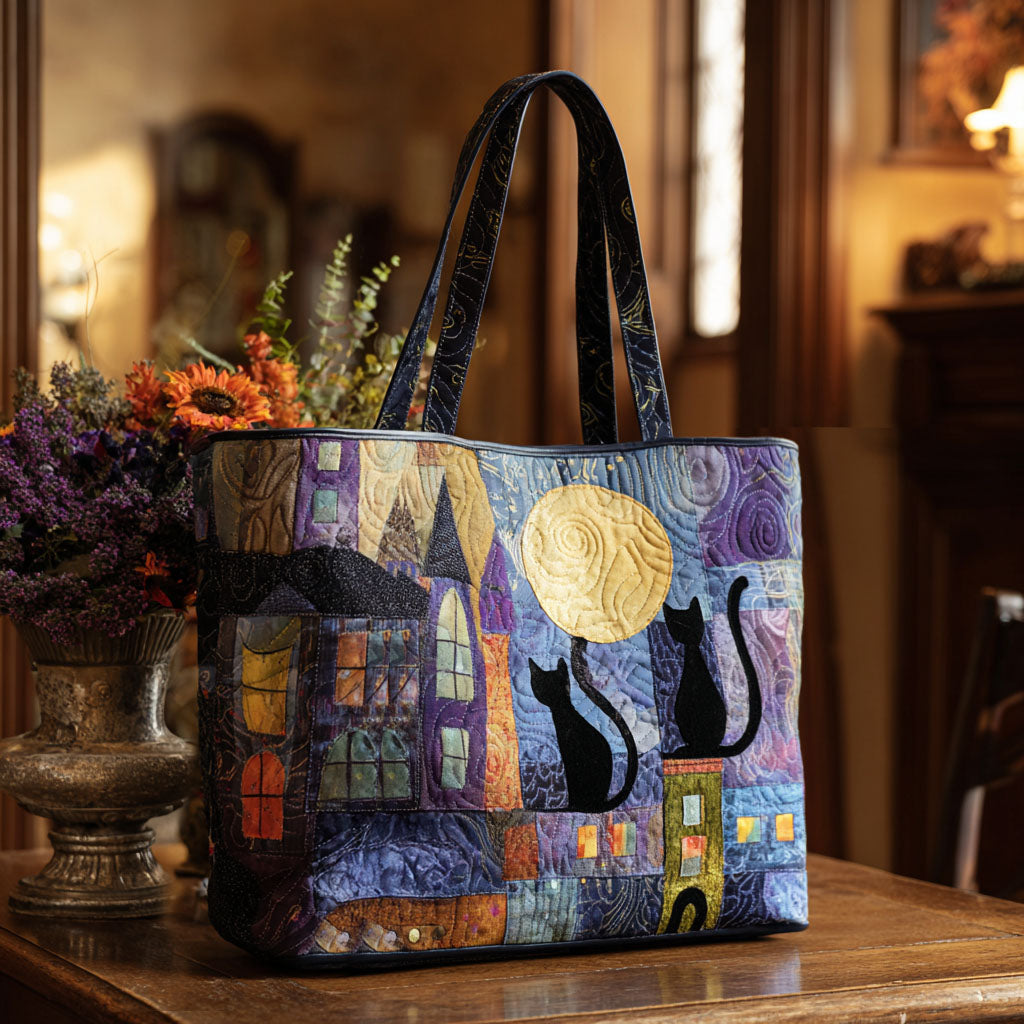 Ebony Whiskers Quilted Tote Bag The Best Tote Black Cat Gifts For Her