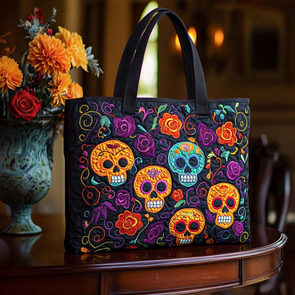 Edgy Bones Quilted Tote Bag The Best Shoulder Bags Unusual Skull Gifts