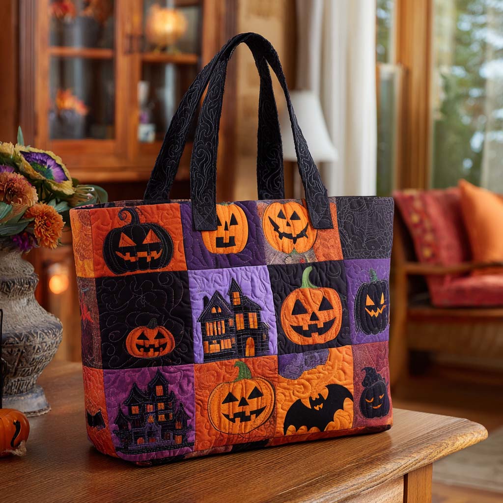 Eerie Escape Quilted Tote Bag Famous Tote Bags Unique Halloween Gifts