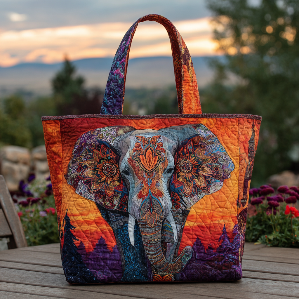 Elephant Trail Quilted Tote Bag Best Shoulder Bags Cool Gifts For Elephant Lovers