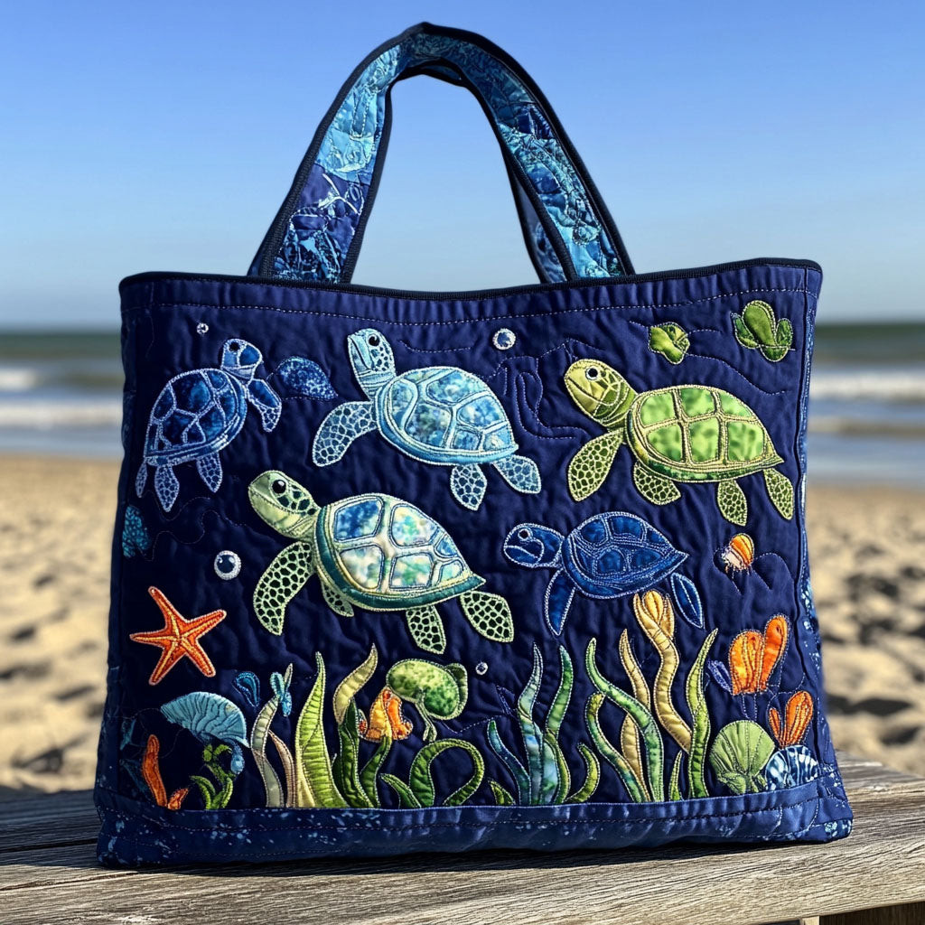 Emerald Current Quilted Tote Bag Best Work Totes For Women Sea Turtle Gifts For Mom