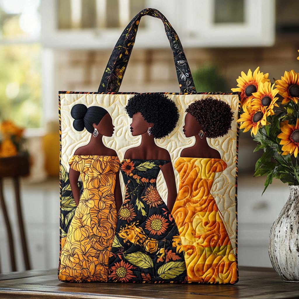 Empowered Melanin Bloom Quilted Tote Bag Best Quality Tote Bags Black History Month Gifts
