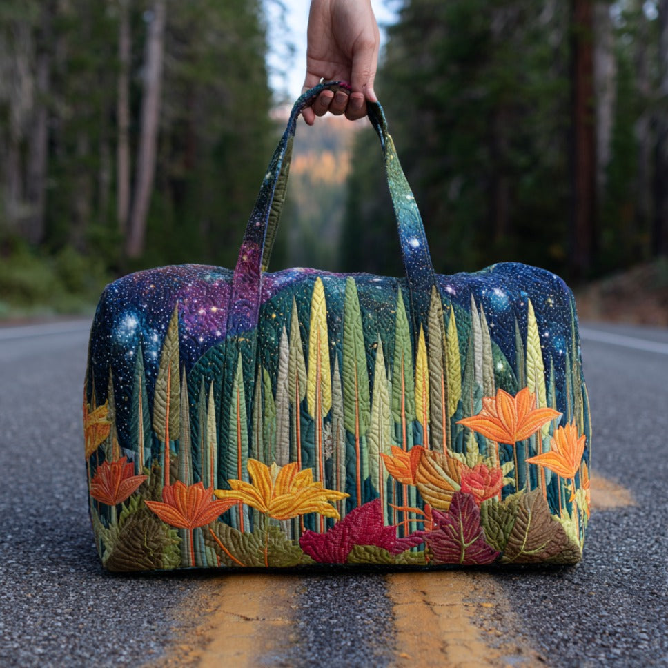 Evergreen Path Quilted Duffle Bag Large Travel Duffel Bag Womens Awesome Birthday Gift Ideas