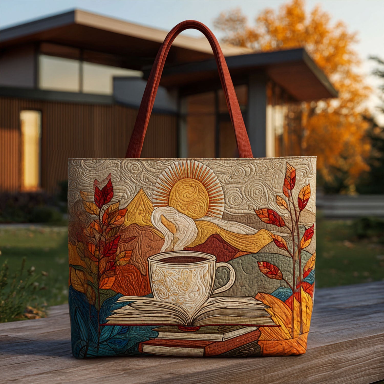 Fall Into Fiction Quilted Tote Bag Popular Womens Tote Bags Book Lovers Gifts For Mom