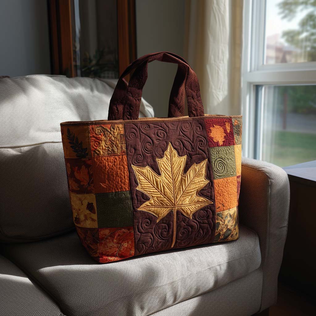 Fall Whispers Quilted Tote Bag Best Everyday Shoulder Bag Sunflower Gifts For Her
