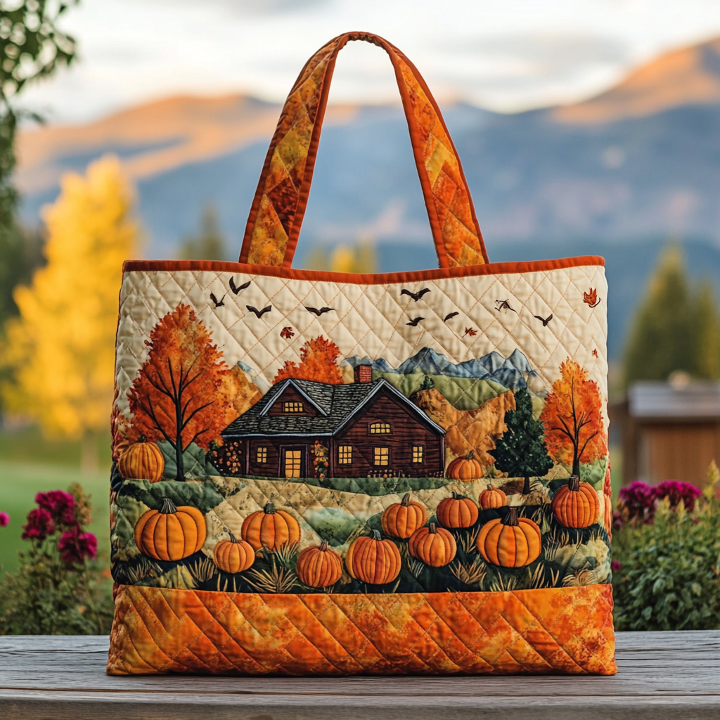 Falling Leaves Quilted Tote Bag Quilted Shoulder Bag Autumn Gifts Items