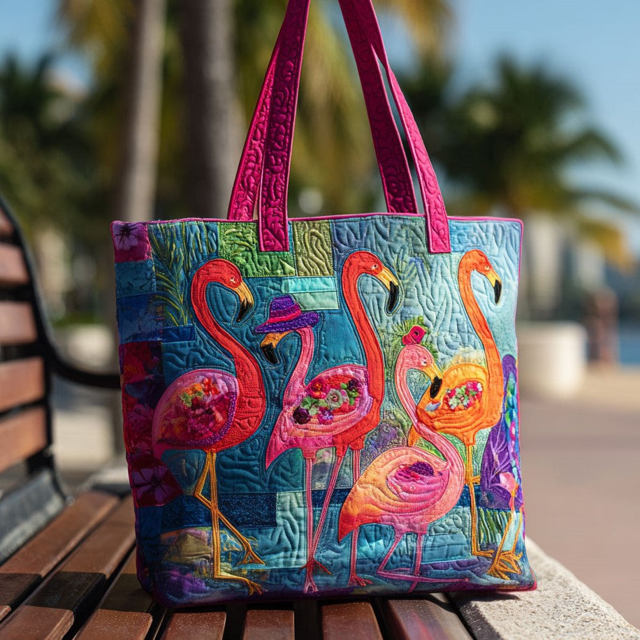 Fancy Feet Quilted Tote Bag Popular Totes Flamingo Themed Gift Items