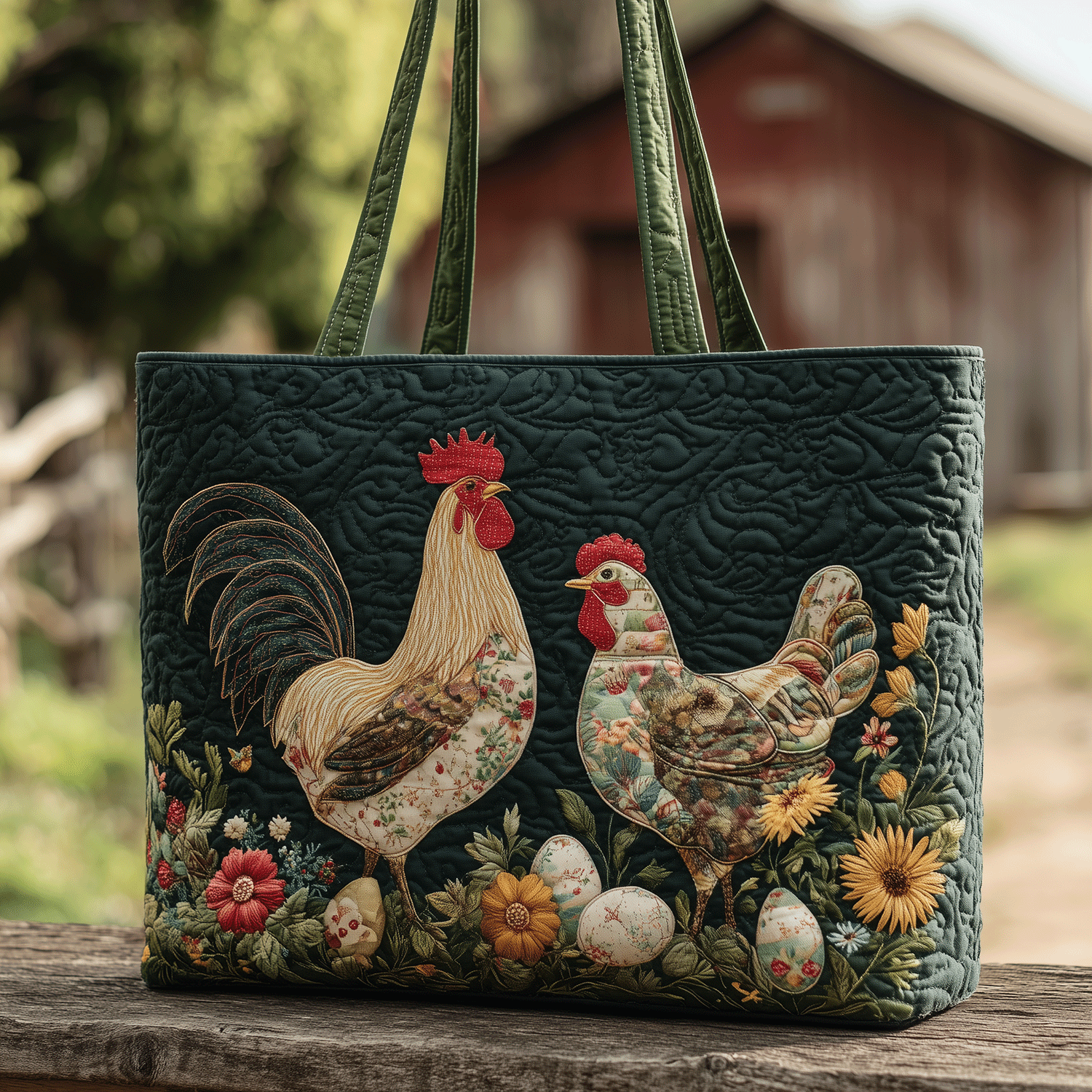 Farm Fresh Pair Quilted Tote Bag Work Totes For Women Chicken Gifts For Him Her