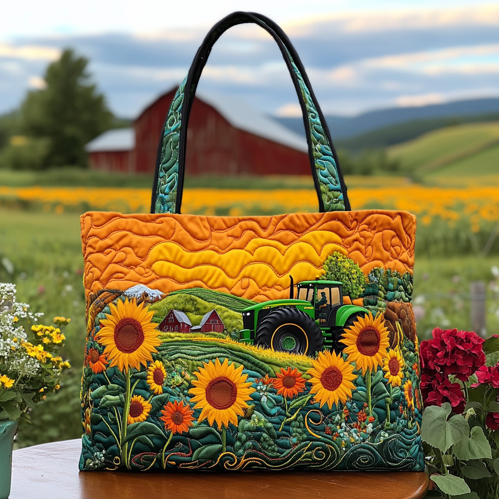 Farm Glow Quilted Tote Bag Best Women's Shoulder Bags Sunflower Birthday Gifts